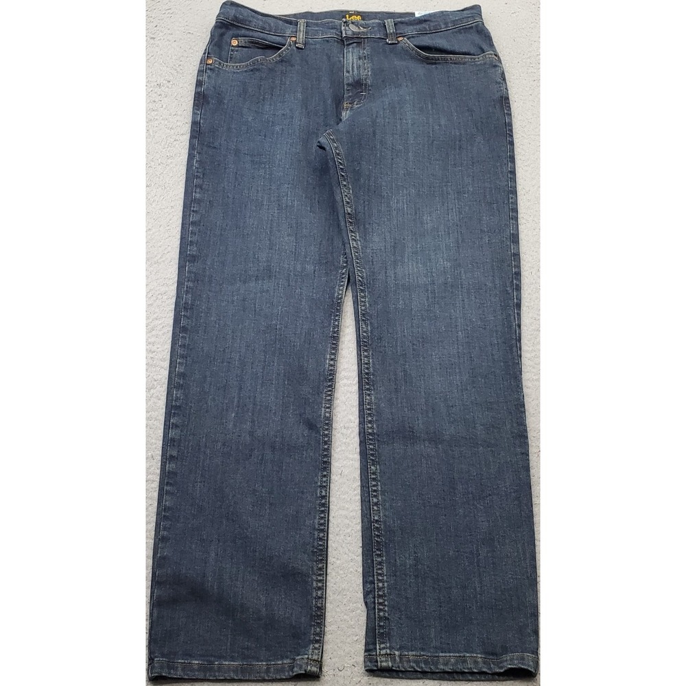 Lee Straight Leg Jeans Mens 33x30 Blue Denim Regular Fit Medium Wash Stretch